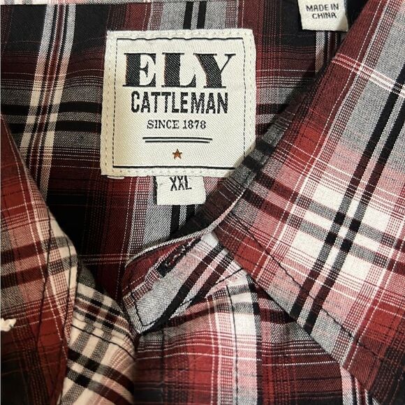 Sly Cattlemen’s snap shirt pockets cottage blend plaid black red gray XXL/2XL - Picture 2 of 4
